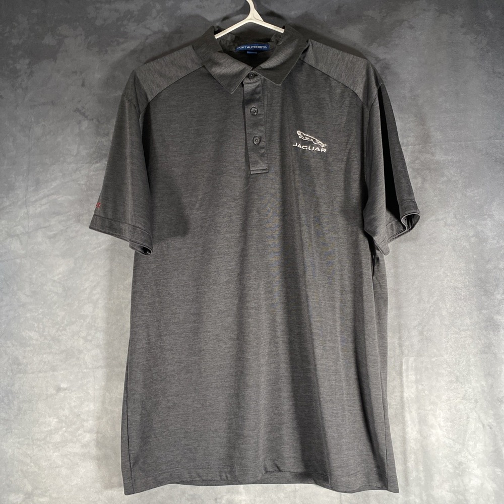 Port Authority Jaguar Mens Polo Shirt Gray‎ Performance Short Sleeve Size M